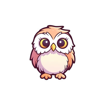 A cartoon owl on a transparent background, cutest sticker illustration, kawaii, highly detailed character design, pastel color, die cut sticker, sticker concept design.	