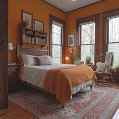 Amber Sunset Chamber - Dreamy Dusk-Themed Bedroom Queen
