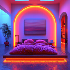 Electric Neon Room - Vibrant Modern Bedroom Design Twist