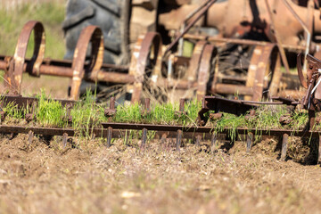 Tractor Groomer Ripping up Soil