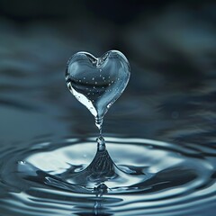 serene heart-shaped water drop reflects purity, Generative AI