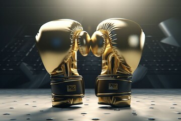 Championship Glory Gold and silver boxing gloves