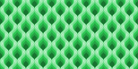 Abstract seamless pattern of green leaf models, ornament, gradient, suitable for wallpaper and background, fabric