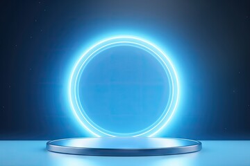 Futuristic Glowing Circle on a High-Tech Platform