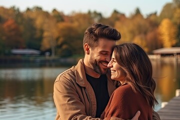 couple kissing in park