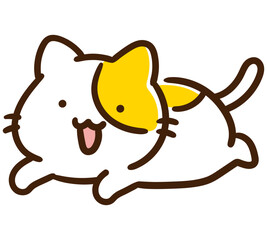 左向きに駆け抜けるかわいいねこのキャラクターのデフォルメイラスト