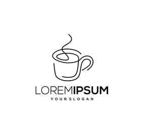 Coffee Cup Icon, Hand Drawn, Single Line Logo