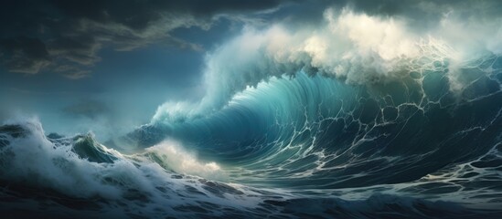 Ocean storm creates huge waves.