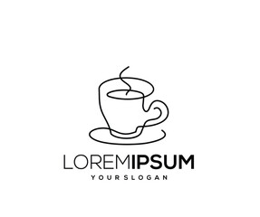 Coffee Cup Icon, Hand Drawn, Single Line Logo