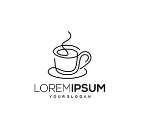 Coffee Cup Icon, Hand Drawn, Single Line Logo