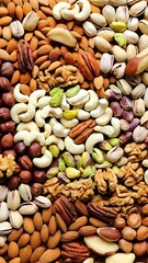 close up of peanuts.Varieties of nuts.
