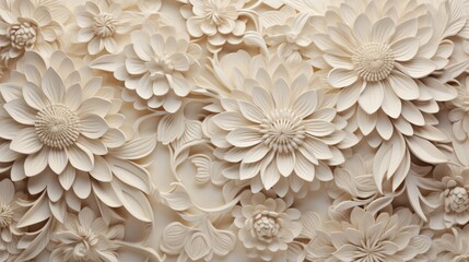 Vibrant wall adorned with intricately crafted paper flowers