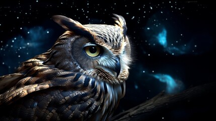 Celestial Owl watches night's journey