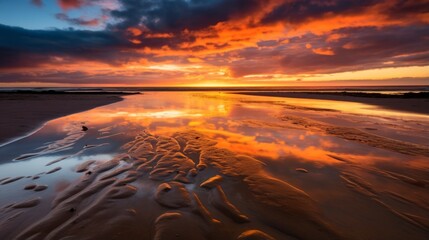 Fototapeta na wymiar Beautiful sunset over the ocean at the beach