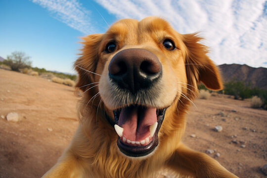 a dog takes a selfie 