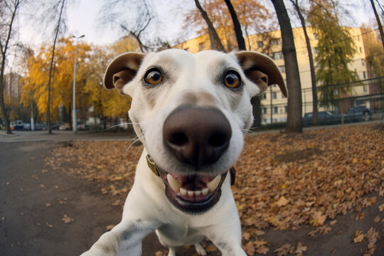 a dog takes a selfie 
