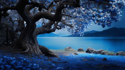 Fototapeta premium Enchanting blue scene, beauty of natural shades