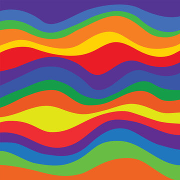 Abstract LGBTQ background with curve and wave in layer. Bright sample with colorful shapes. Vector illustration.