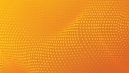 abstract background with modern dots wavy pattern on orange color gradient