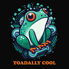 Obraz premium Cute Funny frog with motivational quote, black and white Frogs Love eps vector Design suitable element for Frogs T shirt, hoodie, clipart poster, batch, banner sticker and fashion