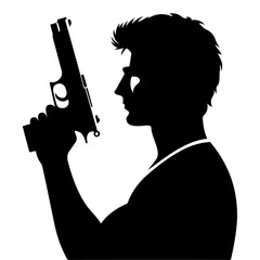 a minimalist man with gun vector silhouette, a man hold a gun vector 