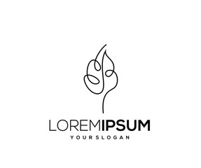 Leaf Icon, Hand Drawn, Single Line Logo