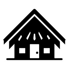 minimal hut icon vector silhouette, a hut icon black color silhouette