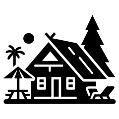 minimal hut icon vector silhouette, a hut icon black color silhouette