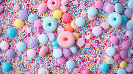 Food closeup background candy colorful round sweet dessert yellow blue bright sugar tasty