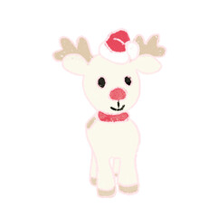 Obraz na płótnie Canvas Adorable Kids' Sketch White Reindeer with Cute Decor
