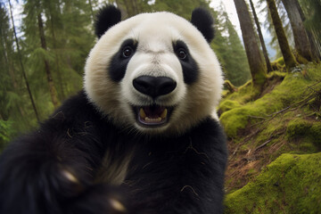 Obraz premium a panda takes a selfie