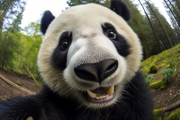 Obraz premium a panda takes a selfie
