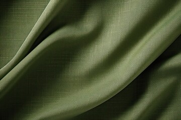 Green satin, linen textiles, jeans fabric curves wave lines background texture for web design , banner , business concept. Generative AI