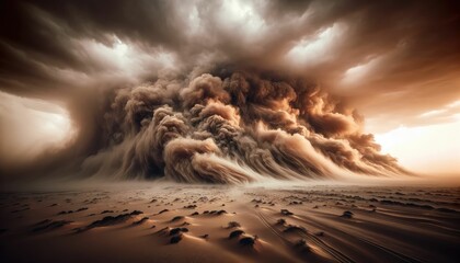 Sandstorm in Desert Landscape - Extreme Weather Photography - obrazy, fototapety, plakaty