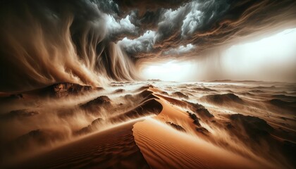 Sandstorm in Desert Landscape - Extreme Weather Photography
