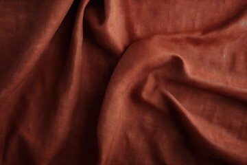 Fototapeta premium Brown satin, linen textiles, jeans fabric curves wave lines background texture for web design , banner , business concept. Generative AI