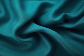 Obraz premium Green satin, linen textiles, jeans fabric curves wave lines background texture for web design , banner , business concept. Generative AI