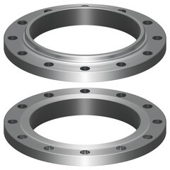 Steel flange. Slip on flange. Machine parts. 3D rendering