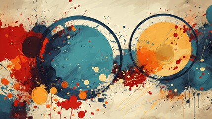 Abstract vintage background illustration of colorful geometry shapes in grunge color texture, Generative AI