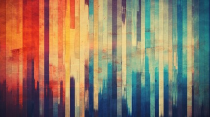 Abstract vintage background illustration of colorful geometry shapes in grunge color texture, Generative AI - obrazy, fototapety, plakaty