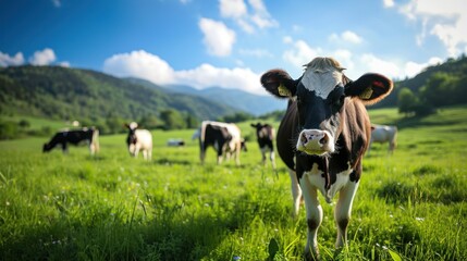 Farm and cows, cow milk, production at the farm