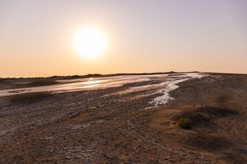 Beautiful mud volcanoes on the plain.