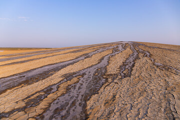 Beautiful mud volcanoes on the plain.