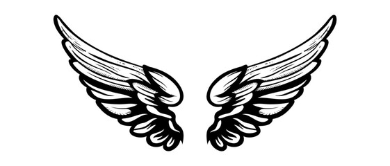 Sketch angel wings. Angel feather wing. Vector illustration.