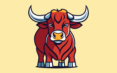 Bull mascot vector illustration, isolated on a white background. Vector illustration.