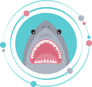 shark cartoon icon with transparent background