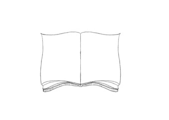 手描き開いた本のフレーム白黒イラスト