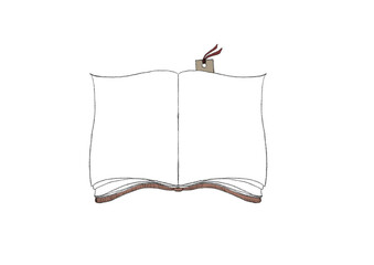 手描き開いた本のフレームカラーイラスト