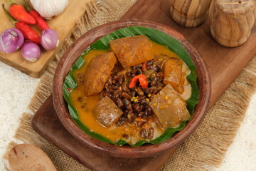 Sambal Goreng Krecek. Javanese spicy stew of cattle skin crackers (krecek) with Javanese red bean (kacang tolo); a typical side dish for gudeg.