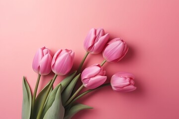 Pink tulips on a pink background